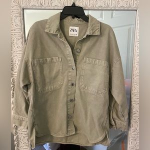Zara army green jean shacket